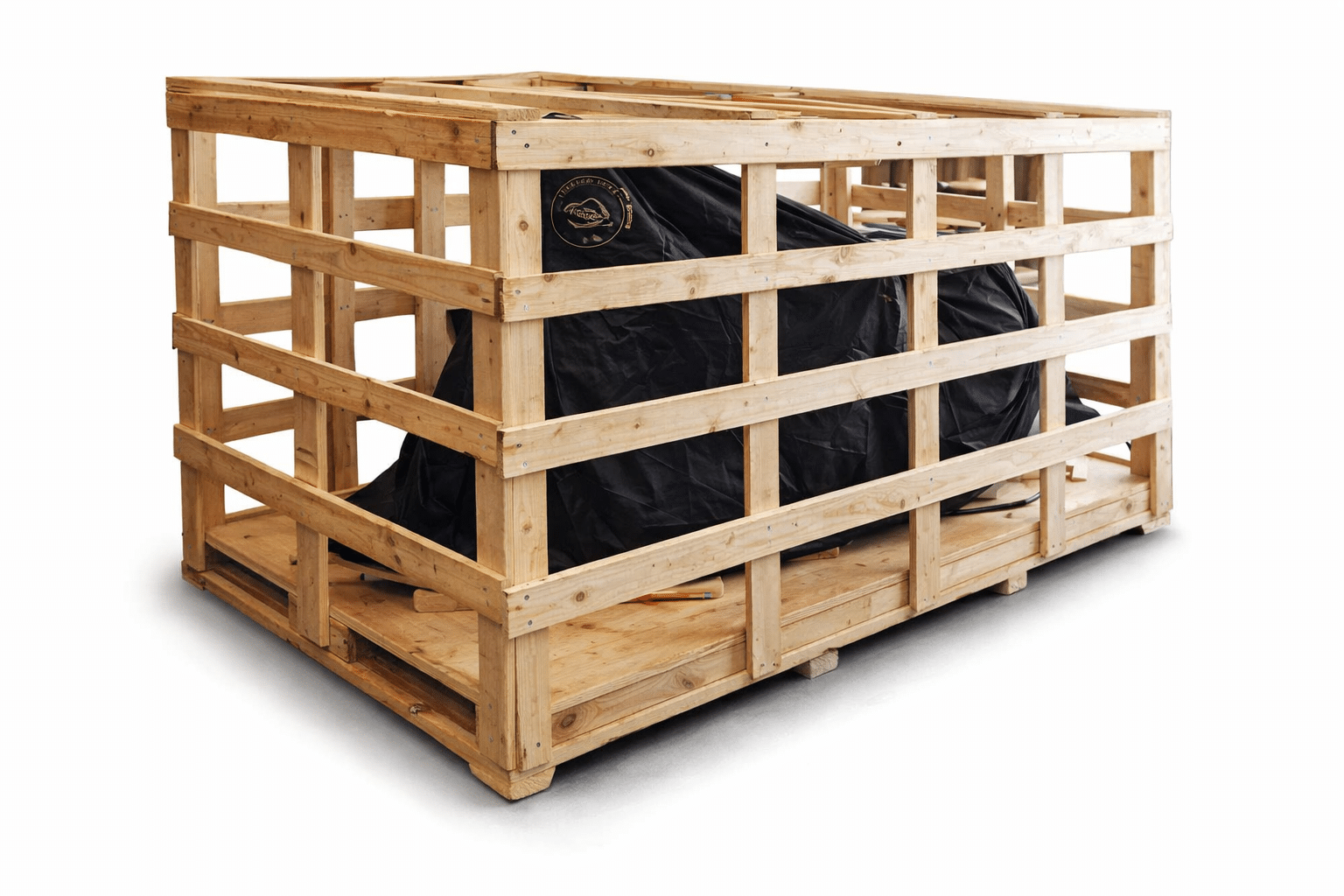 Jaulas de madera para embalaje industrial con diseño de rejilla
